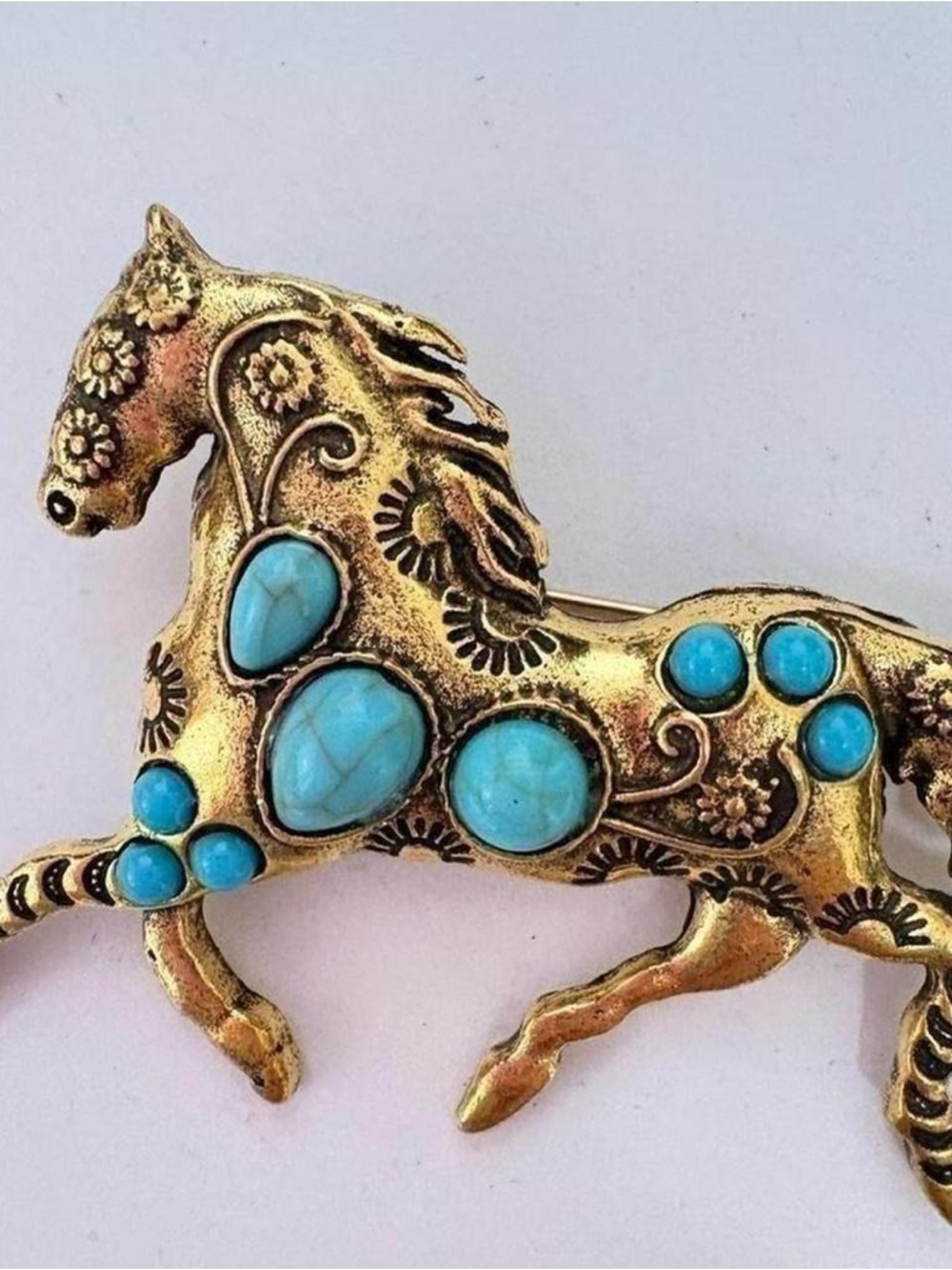 Vintage style horse brooch, antique vibes "Tibetan" aesthetic